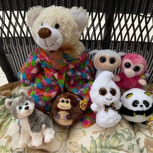 Bulk Stuff Animals - White Bear and 6 Beanies Boo